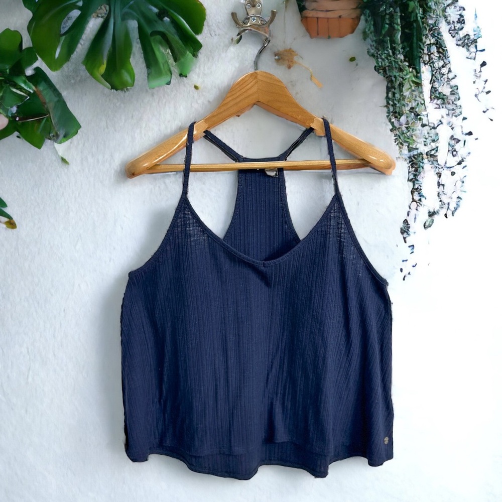 Roxy Strappy Ribbed Tank Top Navy Size XL| Super Cute Summery Tank Top